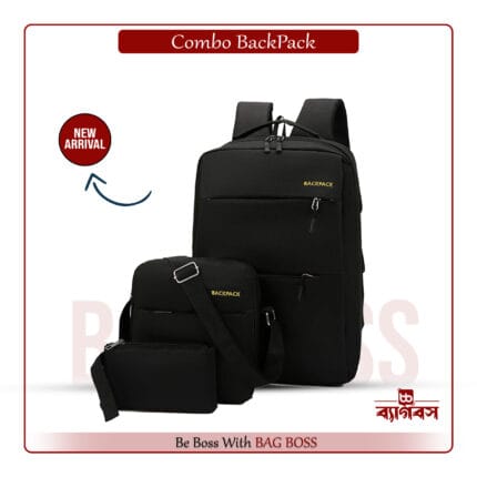 Bagboss 3 Pics Combo backPack (Black)