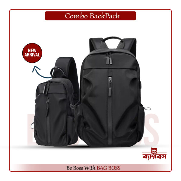 BB Combo Offer Laptop bag with crossbody Bag 2p combopack Black