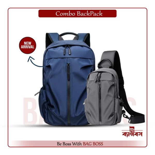 Combo Offer Laptop bag with crossbody Bag 2p combopack (blue ash)