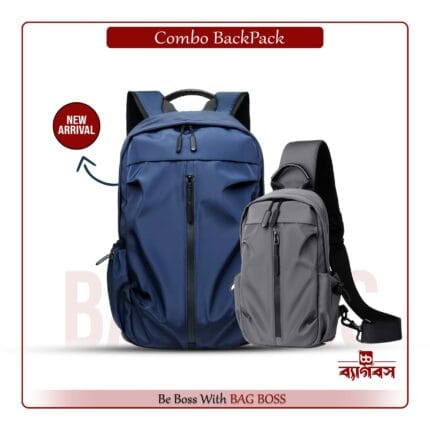 Combo Offer Laptop bag with crossbody Bag 2p combopack (blue ash)