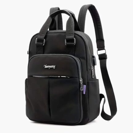 Women Girl Backpacks Stylish Lightweight Travel backpack with USB (Black)